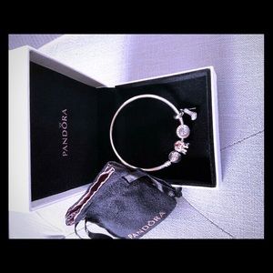 Pandora bracelet with three charms authentic